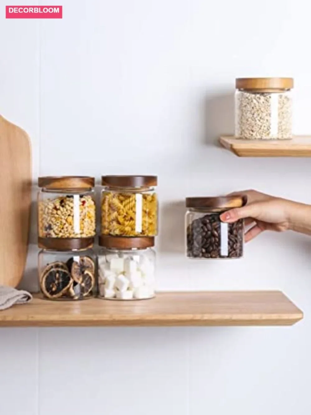 6-Pack 17oz Airtight Glass Food Storage Jars with Bamboo Lids
